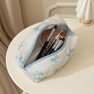 Bolsa Organizadora de Maquillaje de Viaje para Mujer, de Algodón, con Diseño a Cuadros y Lazo, Ecológica, de Gran Capacidad, Personalizada, con Cierre, para Damas de Honor - Product Image 6