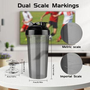 Botella de Agua y Mezclador de Proteína de Plástico de 700 ml Libre de BPA para Beber Directamente, Impresión de Logo Personalizado para Gimnasio y Actividades al Aire Libre, Caja de Cartón - Product Image 4