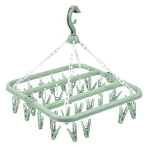 DS5208 Clip a goccia appendiabiti stendibiancheria per stendere calzini asciugamani per vestiti guanti appendiabiti in plastica con 32 Clip - Product Image 2