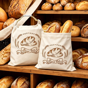 Sac à pain en coton réutilisable en cire d'abeille pour marque privée, sac <span class=keywords><strong>de</strong></span> conservation pour pain au levain, sacs <span class=keywords><strong>de</strong></span> courses en toile imprimés sur mesure 33*43CM - Product Image 2