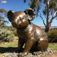 YOUFNE Statue de koala réaliste grandeur nature en métal bronze cuivre laiton pour la décoration extérieure de jardin et de parc