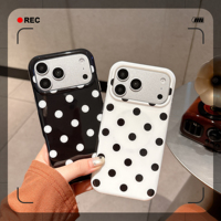 Coque de téléphone classique à pois noirs et blancs pour iPhone 17 16 15 Pro Max avec recharge magnétique sans fil
