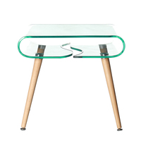Table basse de salon en verre et bois, prix d'usine Chine 2026