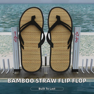 Tongs d'été personnalisées en microfibre à bout ouvert pour femme, pantoufles blanches en paille avec semelle intérieure en EVA pour usage hôtelier, vente en gros - Product Image 1