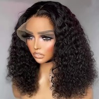 Perruques brésiliennes en cheveux naturels, coupe bob, ondulations profondes, avec dentelle frontale HD invisible, 100% cheveux humains, sans colle, densité 200