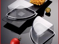 Vente en gros Récipient à gâteau au fromage triangulaire Boîte à gâteau en plastique PET quart Emballage de dessert Stockage pour pâtisserie Supermarché