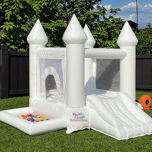 Château sautant d'intérieur et extérieur commercial de maison de rebond de bébé blanc de PVC avec le château gonflable de piscine de toboggan de fosse à balles pour des enfants - Product Image 1