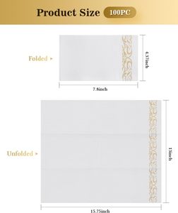 Serviettes d'invités jetables en pulpe de bambou 3 plis absorbantes à <span class=keywords><strong>pois</strong></span> dorés, sensation lin, pour cocktails et dîners événementiels - Product Image 2