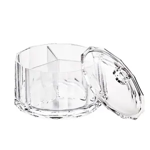 Pot alimentaire rond en acrylique Transparent avec couvercle, boîte à Snack, distributeur de bonbons, conteneur acrylique en coton, 10 pièces