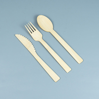 Ensemble de couverts en bambou biodégradable portable, vaisselle jetable pour les voyages, les mariages, les fêtes, les hôtels, logo personnalisé imprimé - Marque SanYou