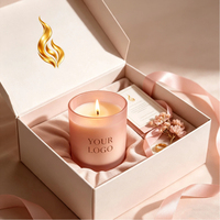 Rosa Mattglas-Duftkerze mit Personalisiertem Etikett Ästhetisches Sojawachs-Glas mit Goldenem Metalldeckel für Schlafzimmer