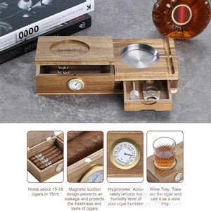 Cenicero de madera para cigarros con soporte de vidrio, a prueba de humedad, rectangular, para uso en el hogar y la sala de estar. - Product Image 3