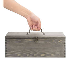 Caja de Regalo de Vino de Madera de Lujo Hecha a Mano con Tapa Abatible - Grano de Madera Natural Expuesto, Forma Rectangular, para una Sola Botella, Estilo Rústico - Product Image 4