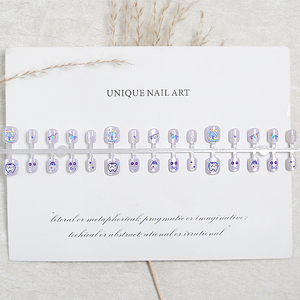 Lot de 30 faux ongles autocollants pour enfants, motifs chat mignon, pour nail art, pointes d'ongles sûres - Product Image 4