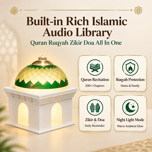 <span class=keywords><strong>Lampe</strong></span> de chevet Coran avec haut-parleur, design dôme, écran tactile, options de prise EU/UK, Zikir Ruqyah, cadeau islamique - Product Image 3