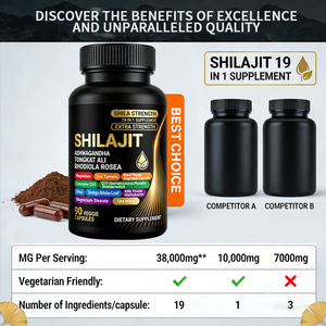 Suplementos Herbales <span class=keywords><strong>19</strong></span> en 1, Shilajit, Ashwagandha, Rhodiola Rosea, Ginseng Panax, Ginseng 15250mg Extra Fuerte, 60 Cápsulas - Product Image 5