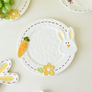 Sáng Tạo Dễ Thương Phim Hoạt Hình Thỏ Phẳng Tấm Gốm Dùng Một Lần Phong Cách Phương Tây Bộ Đồ Ăn Cho Bên Cô Gái Của Thương Mại Nước Ngoài Món Ăn Nông - Product Image 4