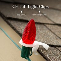 Clips en plastique C9 de qualité commerciale, durables, avec grip élastique pour l'installation de lumières de Noël sur les gouttières de toit.