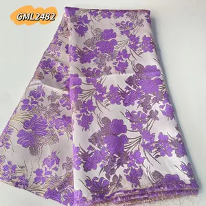 Popular Design Nigeria Lilac Jacquard Lace Fabric 2023 High Quality African Brocade Tissue Lace for Elegant Party Dress