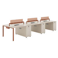 Meubles de bureau modernes, bureau ouvert pour 4 personnes avec panneaux d'intimité et meubles de rangement