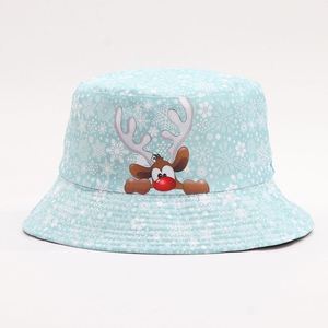 Sombrero de Pescador Reversible de Doble Cara con Estampado Navideño de Santa Claus y Muñeco de Nieve, Gorro de Sol Festivo - Product Image 5