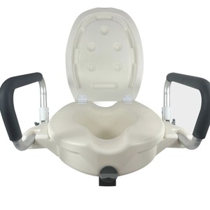 Asiento de inodoro con manijas de agarre antideslizantes, montado en la pared para apoyo de personas mayores - Product Image 1