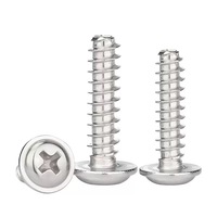304 Stainless Steel PWB Self Tapping Screws with Cross Recessed Pan Head Integrated Washer Flat Tail Metal Fastening