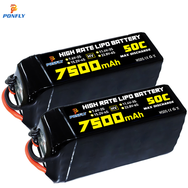 Ponfly 7500mah FPV Lipo Battery 50C 22.8V HV 6S 4S 8S Rc Car Toys Lithium Battery Charger Drone Lipo Battery for UAV Aircraft
