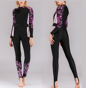 Women's Rash Guard Bathing Suit One Piece <strong>Swimsuits</strong> Floral Tropical Color-blocking Sun Protection UPF50+Surfing Canoeing Beach - Product Image 1