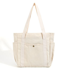 Sac fourre-tout à bandoulière haute capacité en toile de coton personnalisée avec motif à pois Couche de séparation écologique et à la mode - Product Image 1