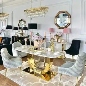 Pfuluo — meubles de salle à manger, lampe rectangulaire en verre, pieds en acier inoxydable, socle en marbre blanc, pour banquet