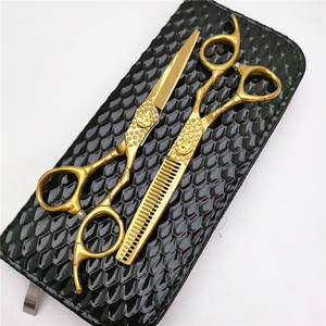 Tijeras de entresacar LJD de 6 pulgadas doradas para peluquería, uso en salón de belleza, tijeras para diestros, hoja estándar de acero inoxidable - Product Image 3