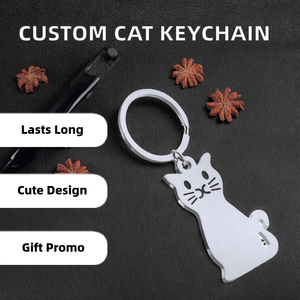 Portachiavi in Acciaio Inox a Forma di Gatto Lvchang, Regalo Personalizzato per Viaggi, Promozionale per Negozi di Animali - Product Image 2
