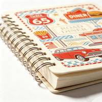 Carnet de notes et journal intime A5, 160 pages, avec logo personnalisé de marque indépendante et design intégral, style American Road Diner, estampage à chaud doré