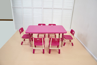 Table d'activités rectangulaire en plastique pour la maternelle, table de jeu pour enfants, tables et chaises réglables pour l'éducation préscolaire