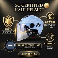 Casque de moto électrique certifié 3C, coque ABS, coussin EPS, visière réglable, casque de conduite pour trajets quotidiens