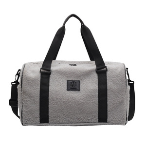 Trendy All-black Fluffy Handbag Thick Wear-resistant Webbing Metal Buckle Spacious Main Pocket Student Shoulder Large <b>Bag</b> - Product Image 2