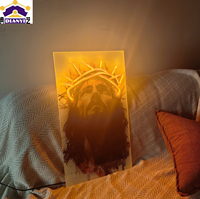 Art mural LED moderne Jésus-Christ 50x33cm vertical, impression sur toile religieuse, affiche design Art Déco, décoration chrétienne pour salon