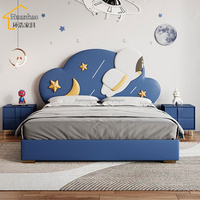 Modernes Kinder-Lederbett mit Sternenhimmel-Design, Neues Schlafzimmer-Möbelset für Jungen, Doppelbett für Kinder