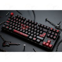 Personnalisé Noir Rouge Keycaps Tactique Crâne Icônes Clavier De Jeu Professionnel PBT Matériel 104 Keycaps Set