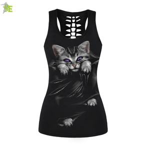 Camisetas sin mangas a la moda para mujer con cuello redondo sublimación impresa animales chaleco Sexy informal para verano Chaleco de talla grande - Product Image 3