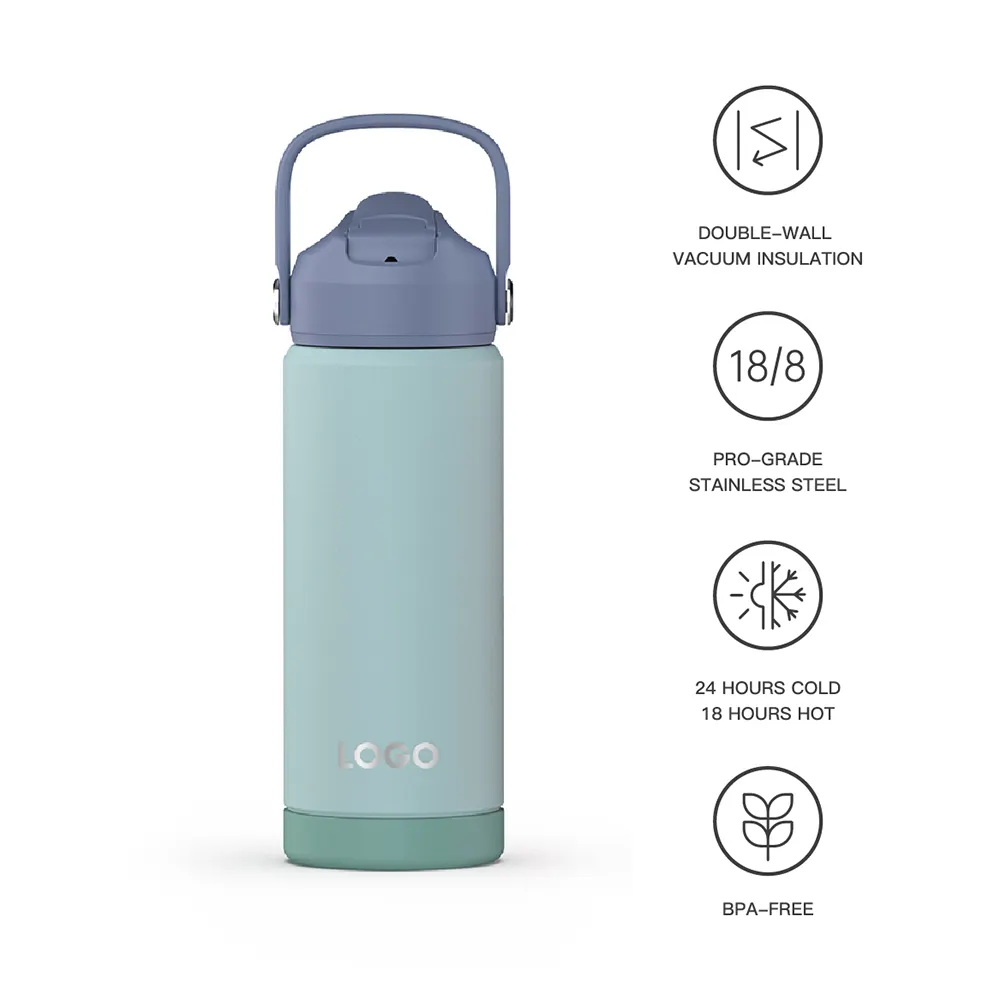 24oz Gradient Colors Stainless Steel Vacuum Water Bottle with Antislip Silicone Sleeve