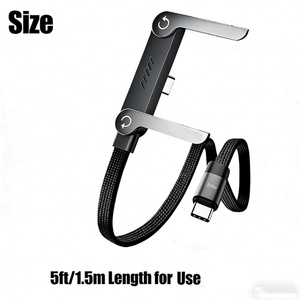 Câble Chargeur 2-en-1 avec Support Invisible, Câble de Charge Rapide 240W en Nylon Tressé avec Support Téléphone - Product Image 5