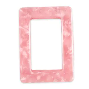 Top quality fashion chic Custom rectangle Pink rose acrylic resin acetate plastic buckles for clothes belts Wholesale