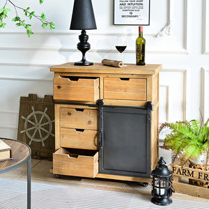 Vintage Rustic <strong>Industrial</strong> Style MDF Metal Barn Door Cabinet Coffee Bar Buffet <strong>Sideboard</strong> for Living Room Wood Storage Accent Home - Product Image 4