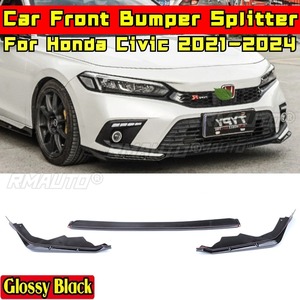 Civic Front Bumper Lip Matte <b>Black</b> MUGEN Style Front Bumper <b>Apron</b> Body Kit for Honda Civic 11th Gen 2021-2024 Car Accessories - Product Image 2