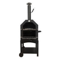 Vente en gros chariot double porte charbon de bois 3 en 1 BBQ grill sans fumée four à pizza au feu de bois commercial pour l'extérieur
