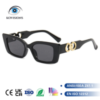 Lunettes de soleil tendance pour femme, monture épaisse en PC, style œil-de-chat carré, branches à boucle métallique, protection UV400, pour le quotidien, les rendez-vous et le street style