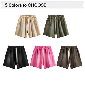 Unisex French Terry Cotton <strong>Shorts</strong> Vintage Print Logo <strong>Shorts</strong> Loose Sports Men Fashion Acid Wash <strong>Shorts</strong> - Product Image 2