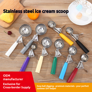 Prezzo di Fabbrica all'Ingrosso: Cucchiaio per <span class=keywords><strong>Gelato</strong></span> in Acciaio Inossidabile 304 con Meccanismo a Grilletto, per Impasto Biscotti, Palline di Melone, Palline di Frutta, Utensile da Forno - Product Image 2